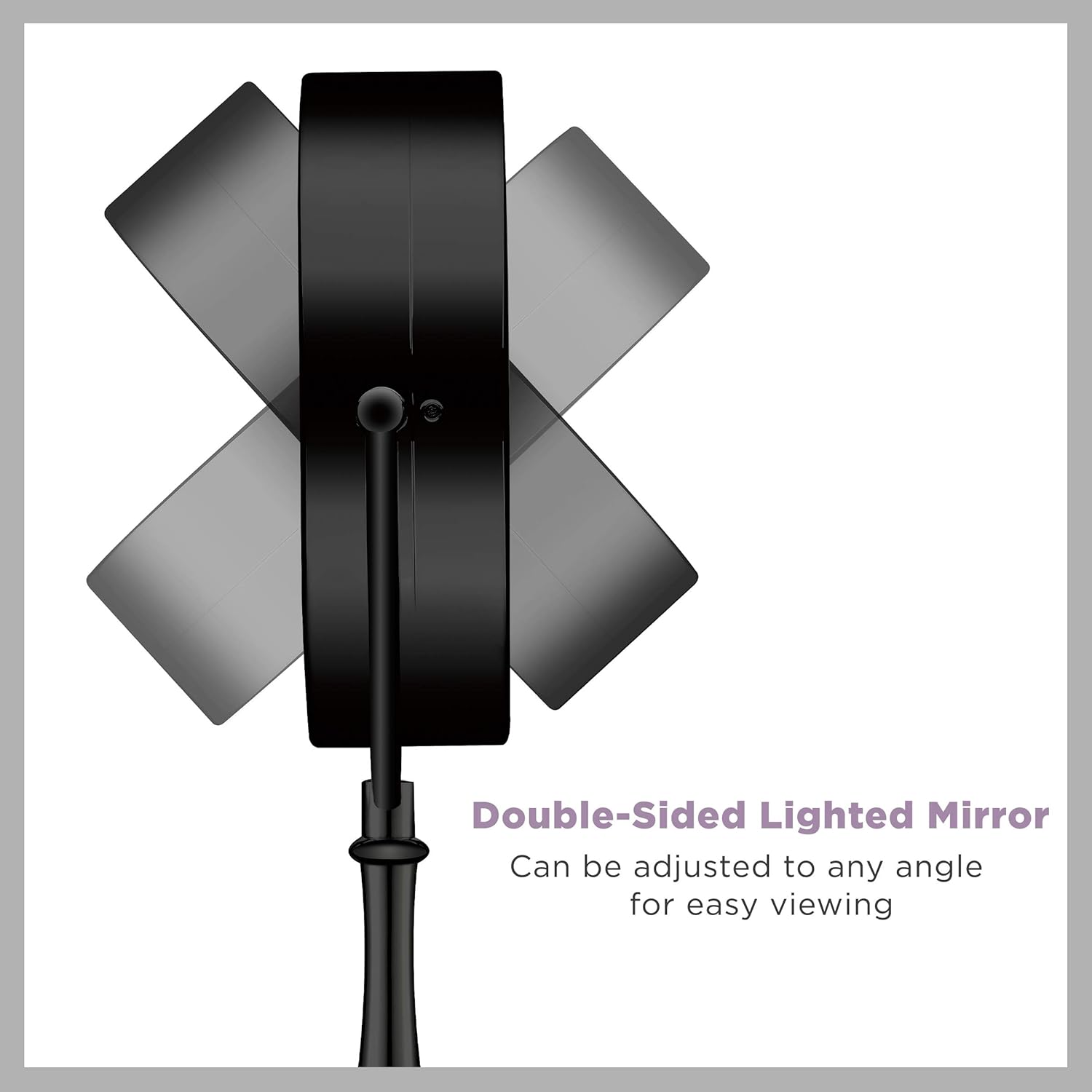 Reflections Double-sided Incandescent Lighted Vanity Makeup Mirror, 1x/7x magnification, Matte Black