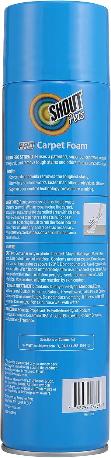 SHOUT FOR PETS Carpet Cleaning Foam